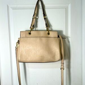 CALVIN KLEIN BEIGE FAUX LEATHER CROSSBODY SHOULDER BAG